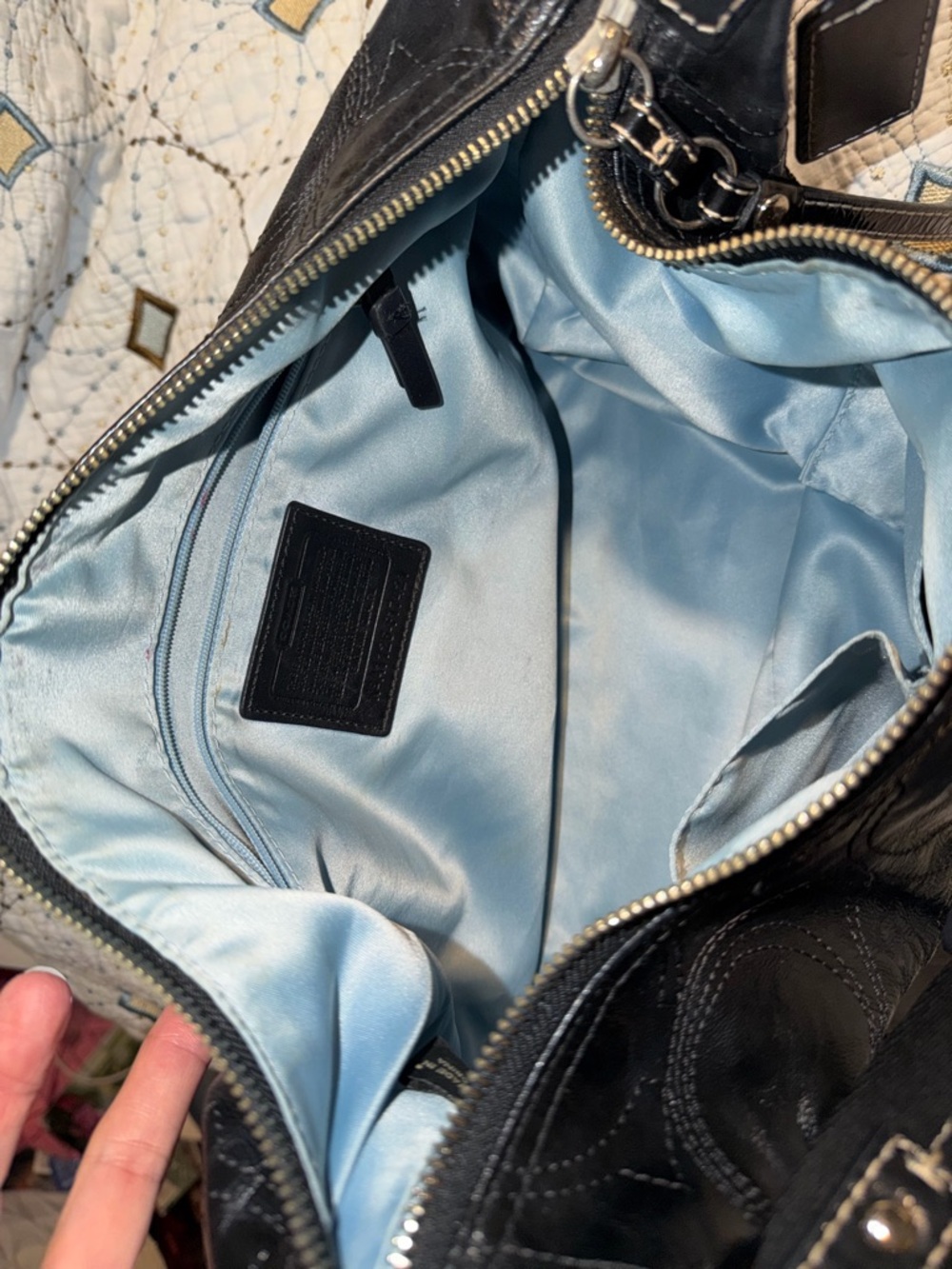 COACH Black Leather Shoulder Bag with Silver Hardware - Picture 10 of 10